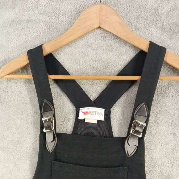 Vintage CRISTINA Jumper Dress SMALL(4-6) Black Knit Pullover W/ Chest Pocket - Picture 2 of 10